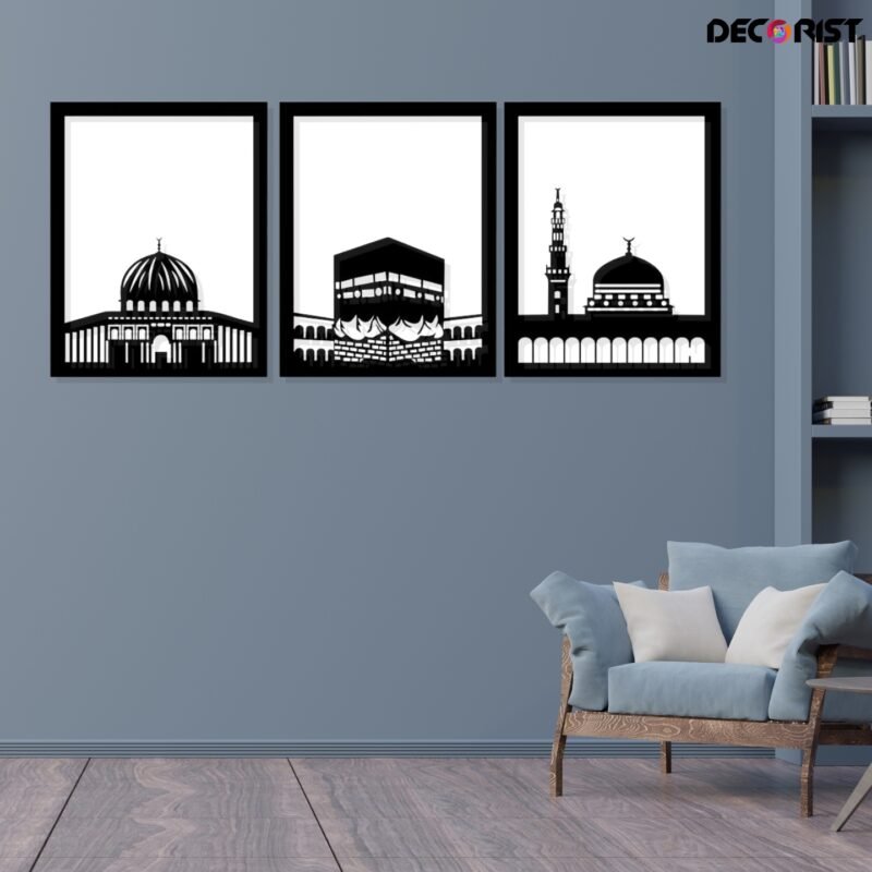 Makka, Madina, Masjid Al aqsa - Acrylic Wall Art